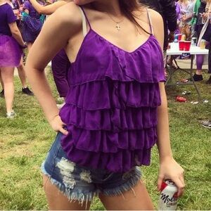 Purple frilly tank top